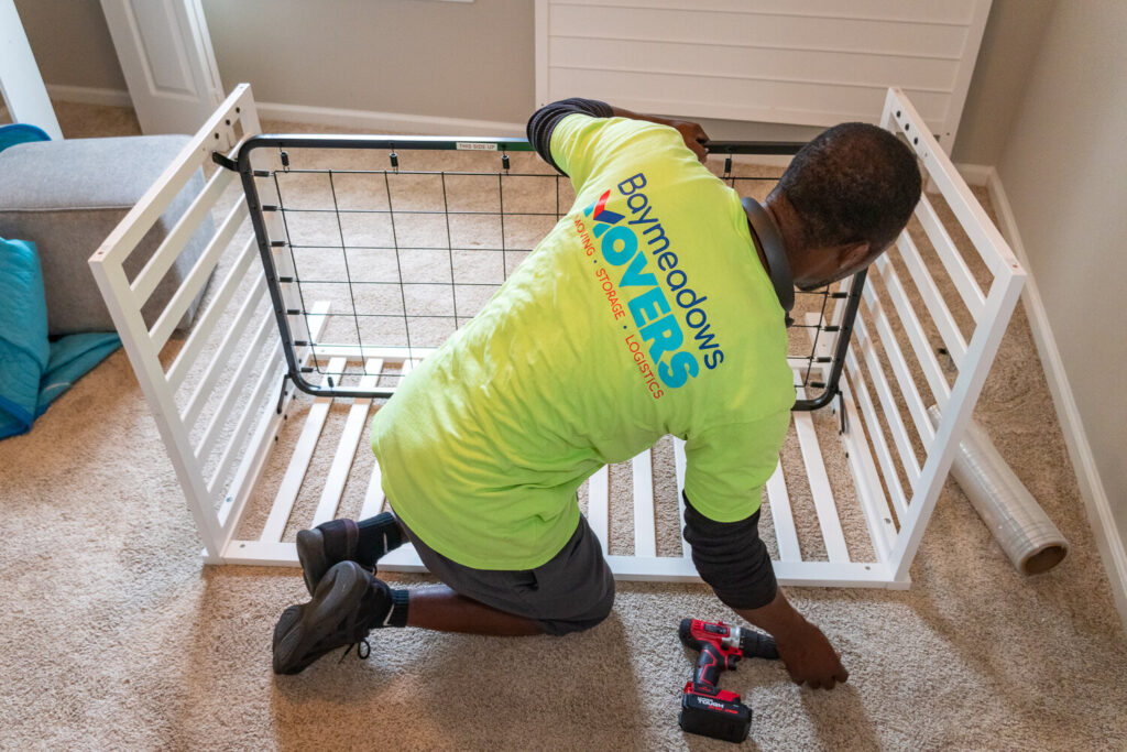 We disassemble and reassemble things like beds, dressers, mirrors and cribs. They are usually not blue.